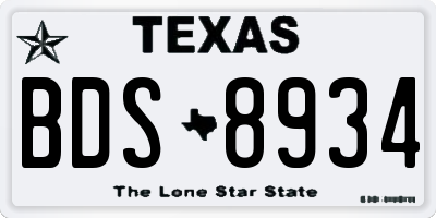 TX license plate BDS8934