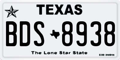 TX license plate BDS8938