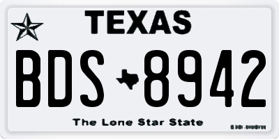 TX license plate BDS8942