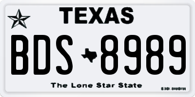TX license plate BDS8989