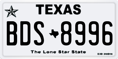 TX license plate BDS8996
