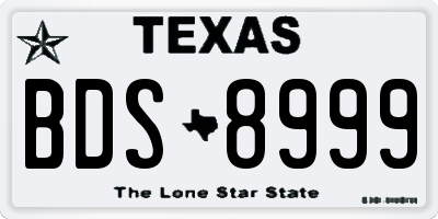 TX license plate BDS8999