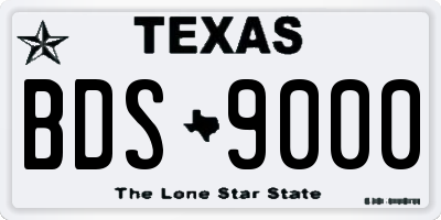 TX license plate BDS9000