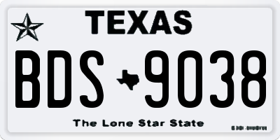 TX license plate BDS9038