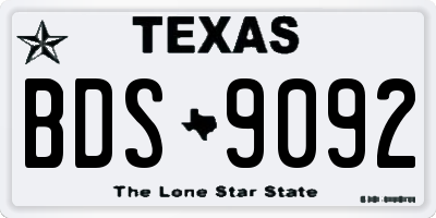 TX license plate BDS9092