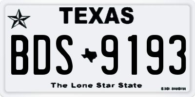 TX license plate BDS9193