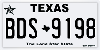 TX license plate BDS9198