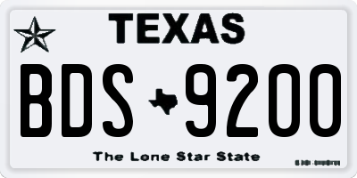 TX license plate BDS9200