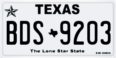 TX license plate BDS9203