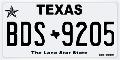 TX license plate BDS9205