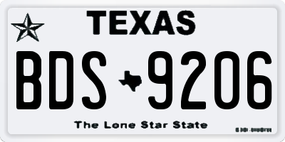 TX license plate BDS9206