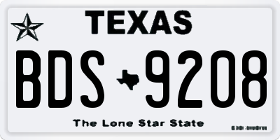 TX license plate BDS9208