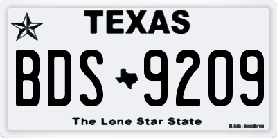TX license plate BDS9209