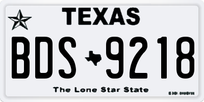 TX license plate BDS9218