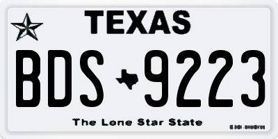 TX license plate BDS9223