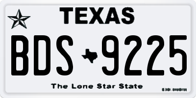 TX license plate BDS9225