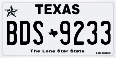 TX license plate BDS9233