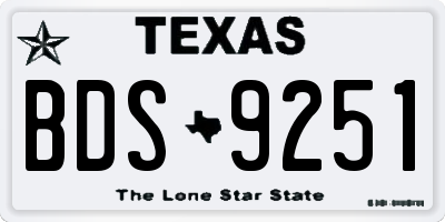 TX license plate BDS9251