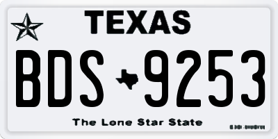 TX license plate BDS9253