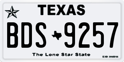 TX license plate BDS9257