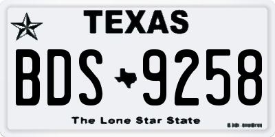 TX license plate BDS9258