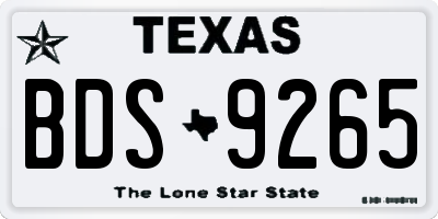 TX license plate BDS9265