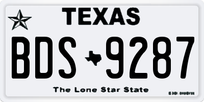 TX license plate BDS9287