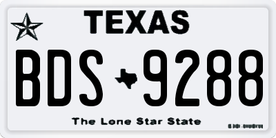 TX license plate BDS9288
