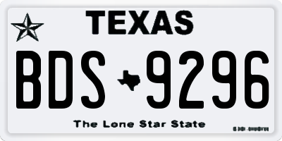 TX license plate BDS9296