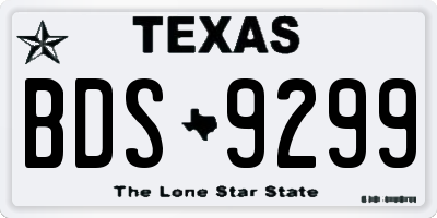 TX license plate BDS9299