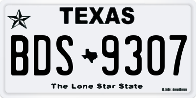 TX license plate BDS9307