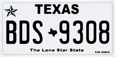 TX license plate BDS9308