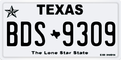 TX license plate BDS9309