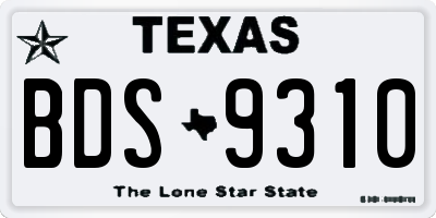 TX license plate BDS9310