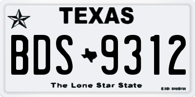 TX license plate BDS9312
