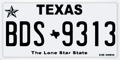 TX license plate BDS9313