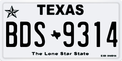 TX license plate BDS9314