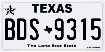 TX license plate BDS9315