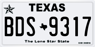 TX license plate BDS9317