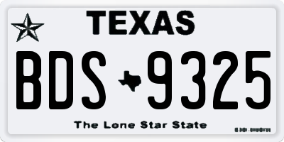 TX license plate BDS9325