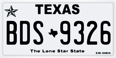 TX license plate BDS9326
