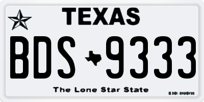 TX license plate BDS9333