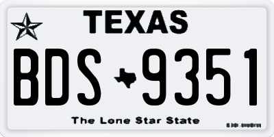 TX license plate BDS9351