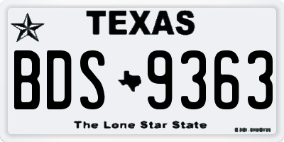 TX license plate BDS9363