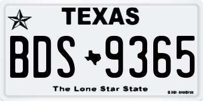 TX license plate BDS9365