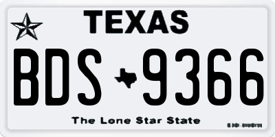 TX license plate BDS9366