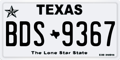 TX license plate BDS9367