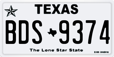 TX license plate BDS9374