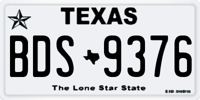 TX license plate BDS9376