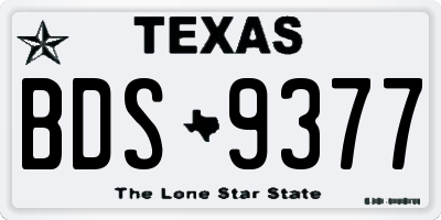TX license plate BDS9377